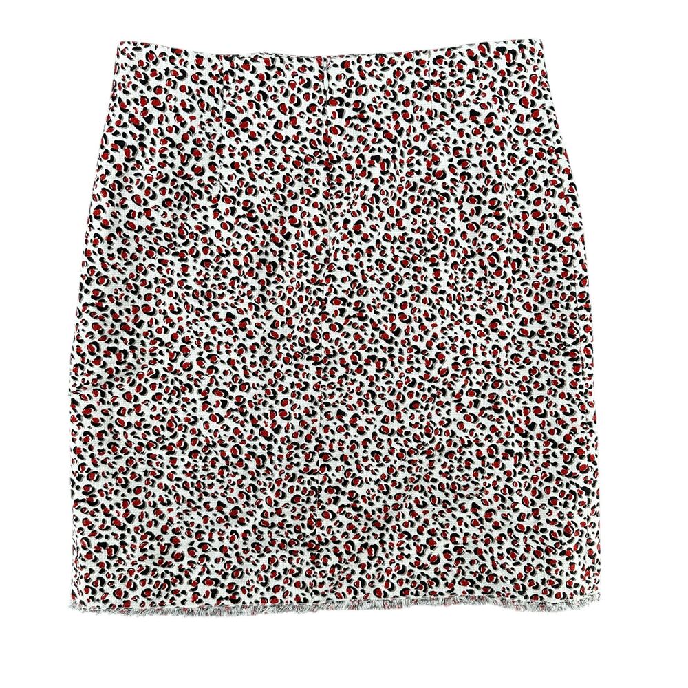 BLUE LES COPAINS Knee Length A-Line Raw Hem Leopard Print Skirt Large Textured